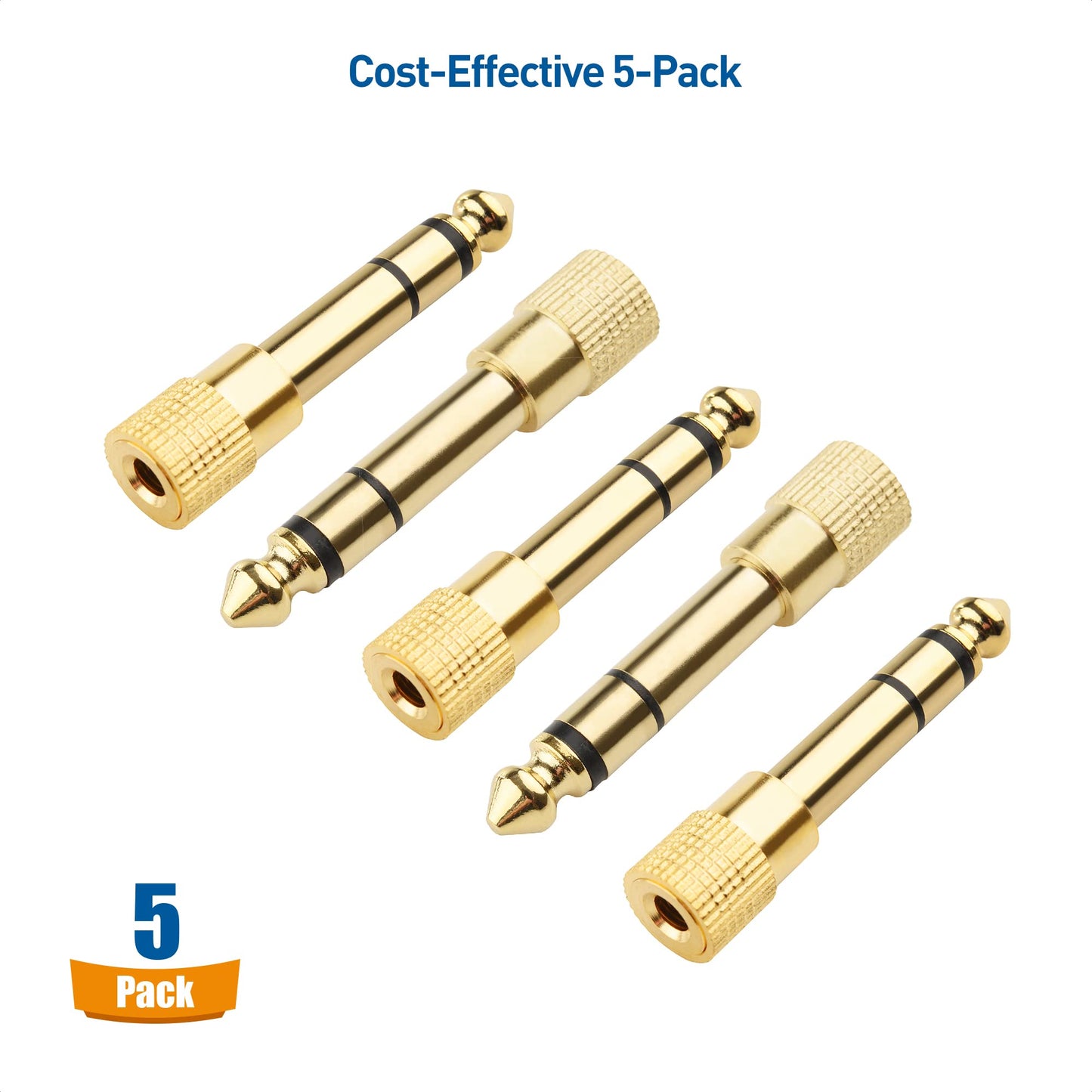 Cable Matters 5-Pack 1/4 to 1/8 Headphone Adapter, 6.35mm to 3.5mm Adapter Male to Female, Gold Plated Stereo Headphone 3.5mm to 1/4 Adapter