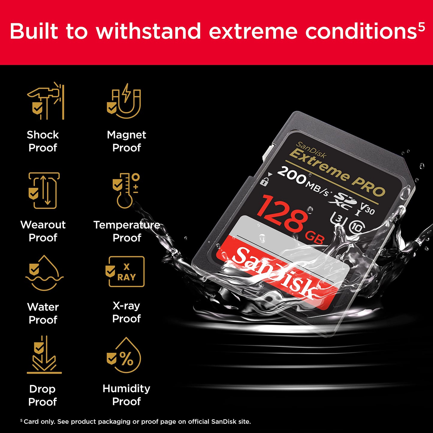 SanDisk 128GB Extreme PRO SDXC UHS-I Memory Card - C10, U3, V30, 4K UHD, SD Card - SDSDXXD-128G-GN4IN